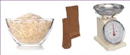 elementos para realizar la prueba del arroz para medir el tamaño de implante mamario adecuado.